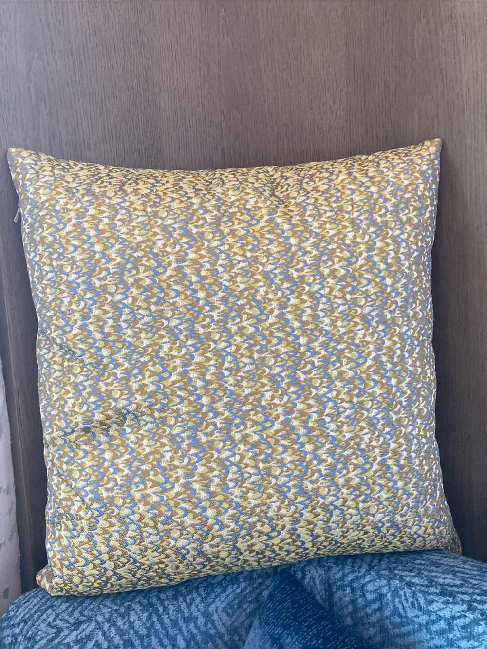 Decorative Yellow and Blue Accent Pillow